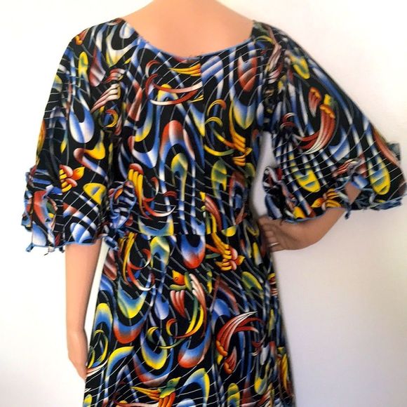 Ethnic Bird Print Maxi Dress with Flutter Sleeves - Picture 10 of 17